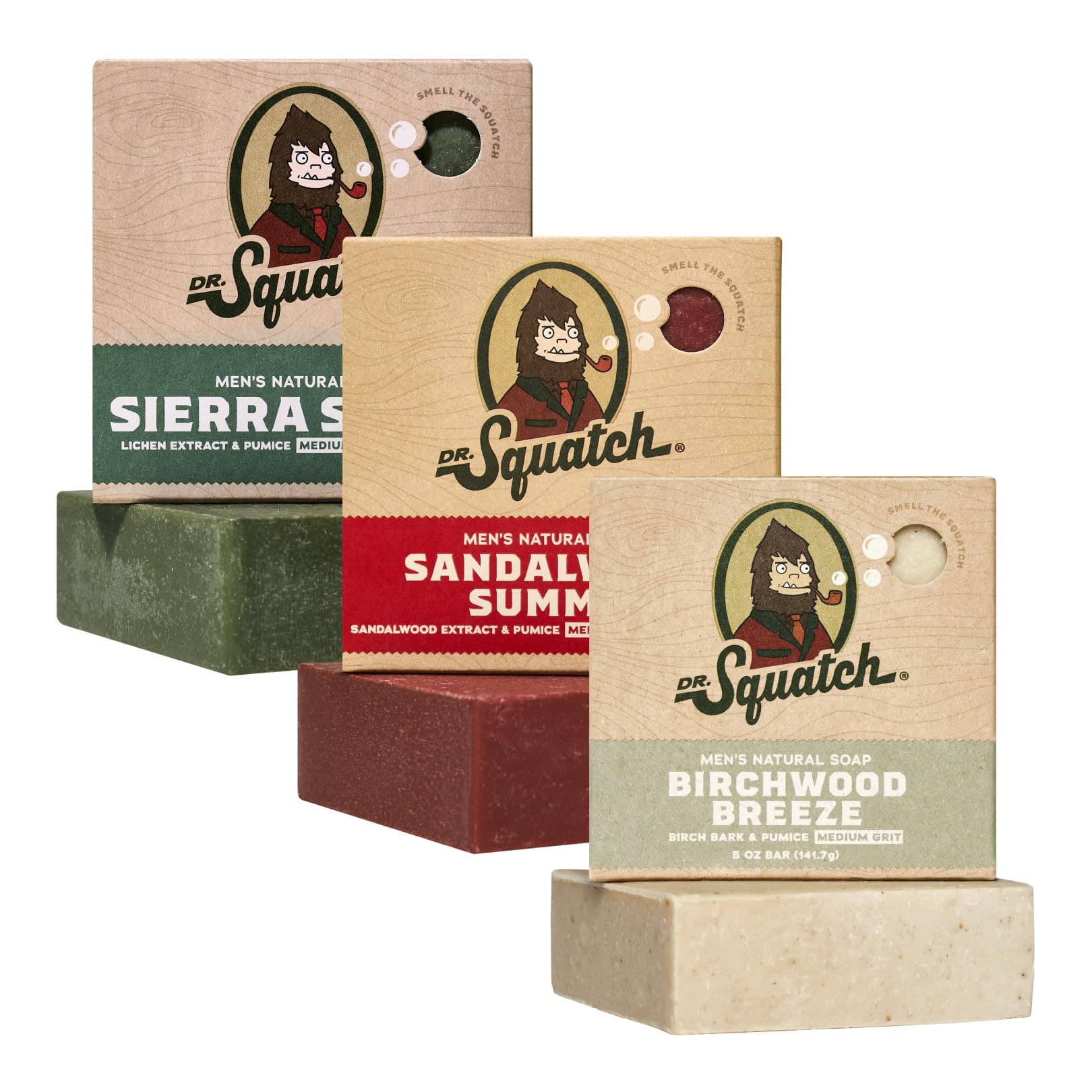 Dr. Squatch Natural Men’s Bar Soap - Cold Process Body Soap Bar with Natural Oils - Gifts for Men - Coconut Castaway, Fresh Falls & Cool Fresh Aloe (5 oz, 3-Pack)