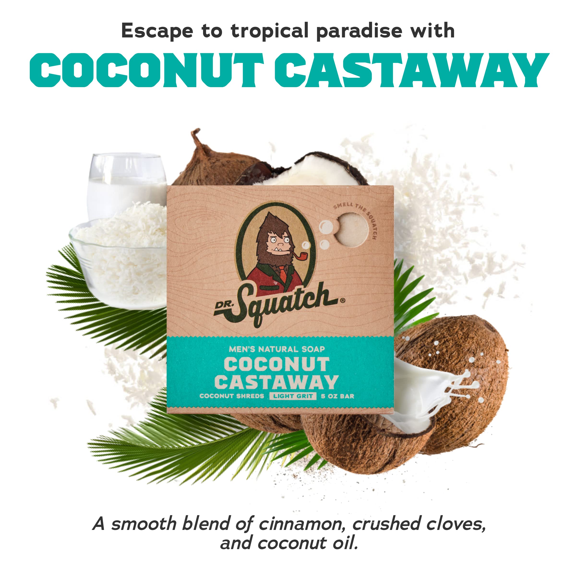 Dr. Squatch Natural Men’s Bar Soap - Cold Process Body Soap Bar with Natural Oils - Gifts for Men - Coconut Castaway, Fresh Falls & Cool Fresh Aloe (5 oz, 3-Pack)